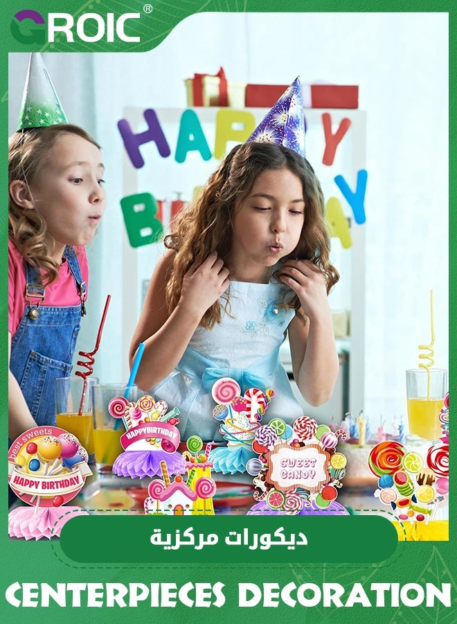 GROIC 8 Pieces Candy Table Decorations Include 8 Pieces Honeycomb Donut Centerpieces for Party,Birthday Table Centerpieces Party Supplies,Candy Theme Party Table Topper - Image 5