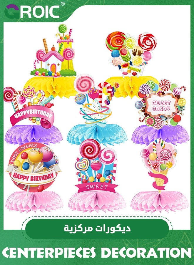 GROIC 8 Pieces Candy Table Decorations Include 8 Pieces Honeycomb Donut Centerpieces for Party,Birthday Table Centerpieces Party Supplies,Candy Theme Party Table Topper - Image 1
