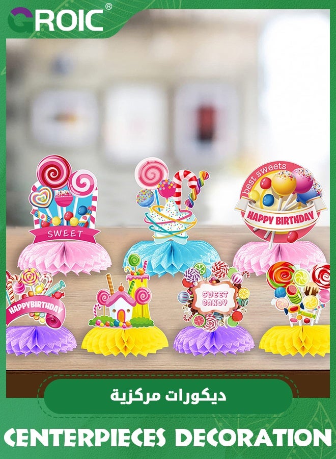 GROIC 8 Pieces Candy Table Decorations Include 8 Pieces Honeycomb Donut Centerpieces for Party,Birthday Table Centerpieces Party Supplies,Candy Theme Party Table Topper - Image 2