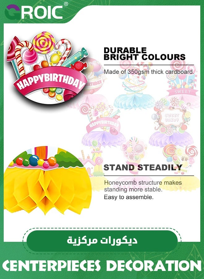 GROIC 8 Pieces Candy Table Decorations Include 8 Pieces Honeycomb Donut Centerpieces for Party,Birthday Table Centerpieces Party Supplies,Candy Theme Party Table Topper - Image 3