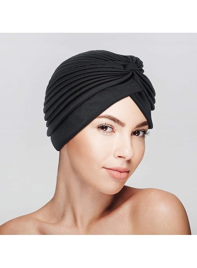 3PCS Turbans for Women Stretch Slouchy Head Beanie Cover Pre-Tied Knot Twisted Pleated Headwrap - Image 4