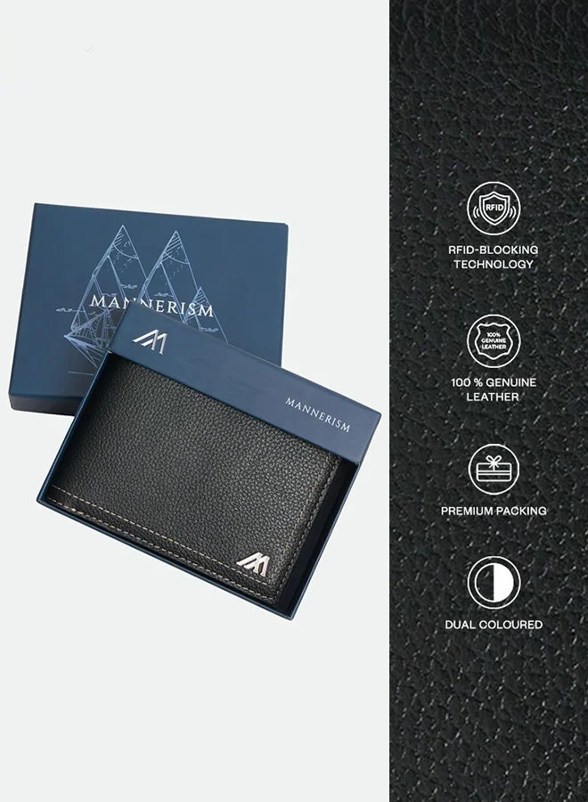MANNERISM  The Crosswind Classic Leather Bifold Wallet – Black & Mahogany for Men | Best Price UAE