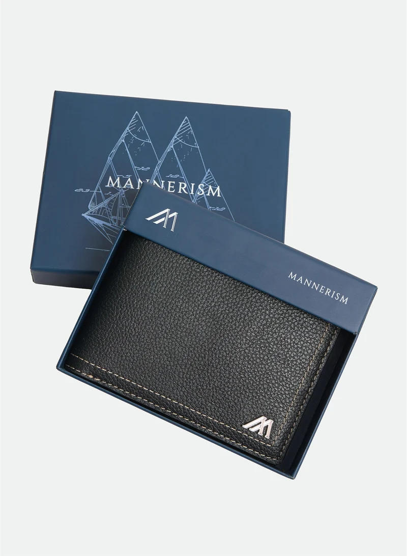 مانرزم The Crosswind Classic Leather Bifold Wallet – Black & Mahogany