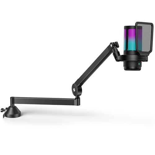 InnoGear USB Gaming Microphone Set Noise Cancellation Condenser Mic with Boom Arm RGB Mute Headphones Jack for Streaming Podcasting Recording Vocal PC Computer YouTube Discord PS4 PS5 Black - Image 1
