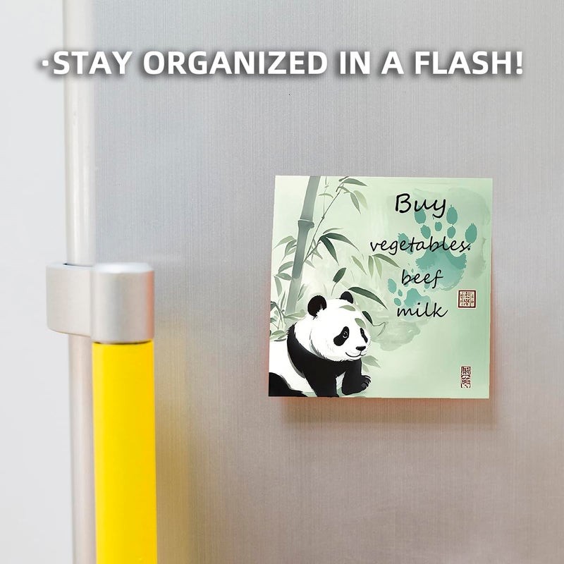 RAINBAM Panda 4 Pack/200 Sheets 3x3in Sticky Notes set, Adorable Cartoon Memo Pads with High-Adhesive,Reusable Tearable Post it Notes for Journal Planners Office School Home, Bulk Cute Stationery Gift - Image 4
