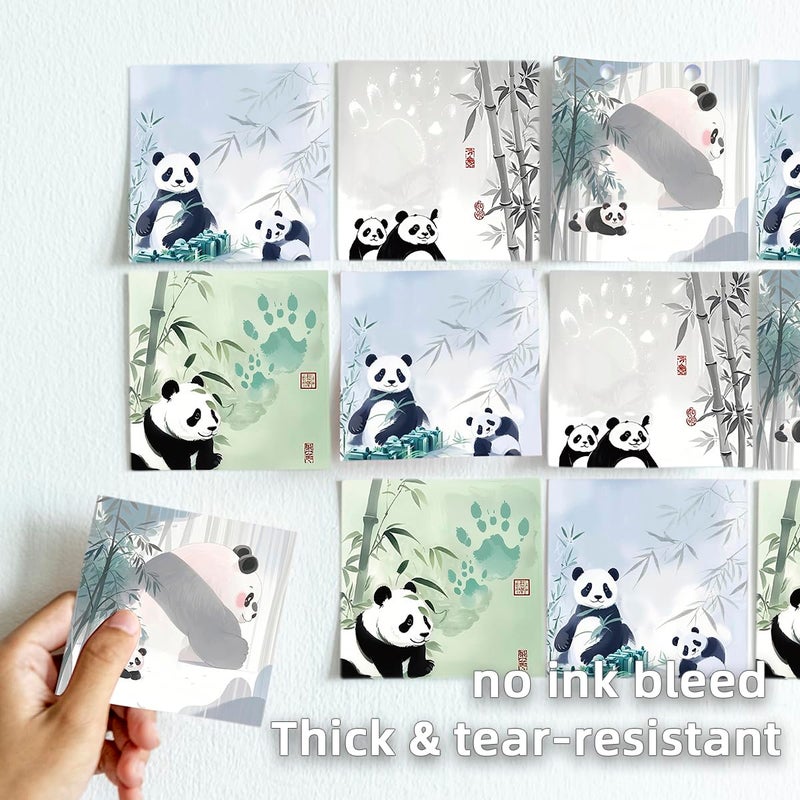 RAINBAM Panda 4 Pack/200 Sheets 3x3in Sticky Notes set, Adorable Cartoon Memo Pads with High-Adhesive,Reusable Tearable Post it Notes for Journal Planners Office School Home, Bulk Cute Stationery Gift - Image 5