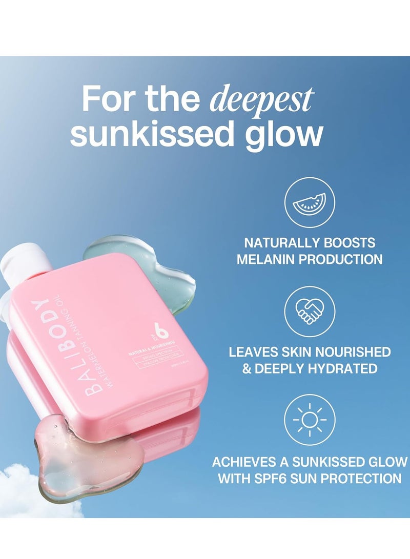 بالي بودي زيت تسمير البطيخ بعامل حماية من الشمس 6، غني بالزيت الطبيعي، 100 مل (3.4 أونصة سائلة) - Image 3