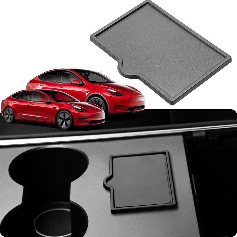 BASENOR Key Card Holder for 2017-2024 Tesla Model Y Model 3 Center Console Card Holder Key Protector Cover Proprietary Design Custom Fit Model Y Model 3 Accessories