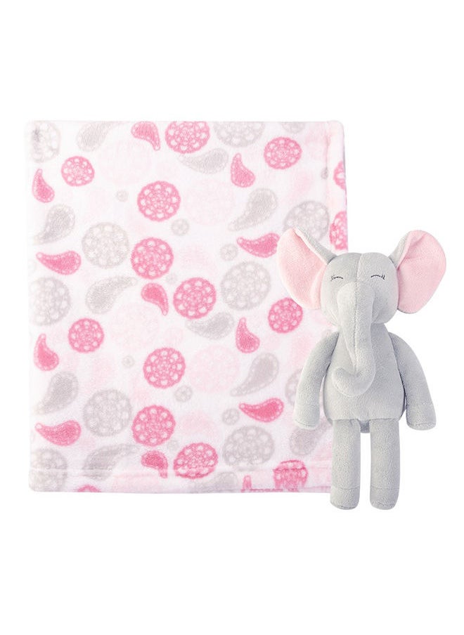 hudson baby Plush Blanket And Toy Paisley Elephant  - Image 1