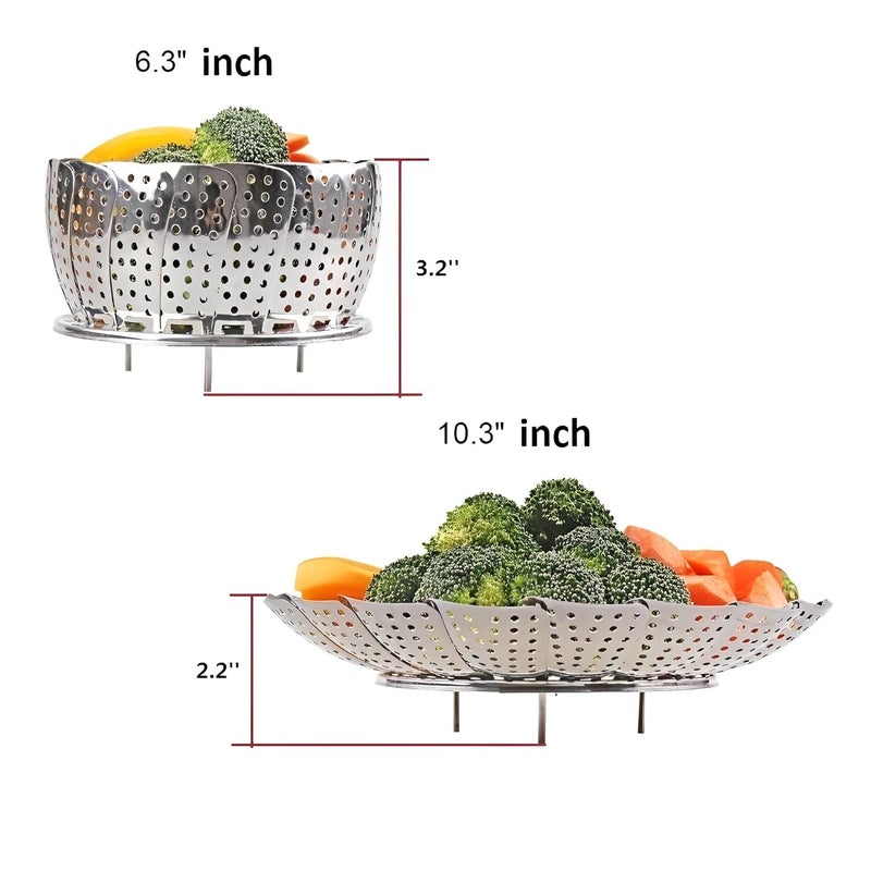 SYGA Stainless Steel Vegetable Steamer Basket/Insert for Pots, Pans, Crock Pots & More. 6.3" to 10.3" - Image 5