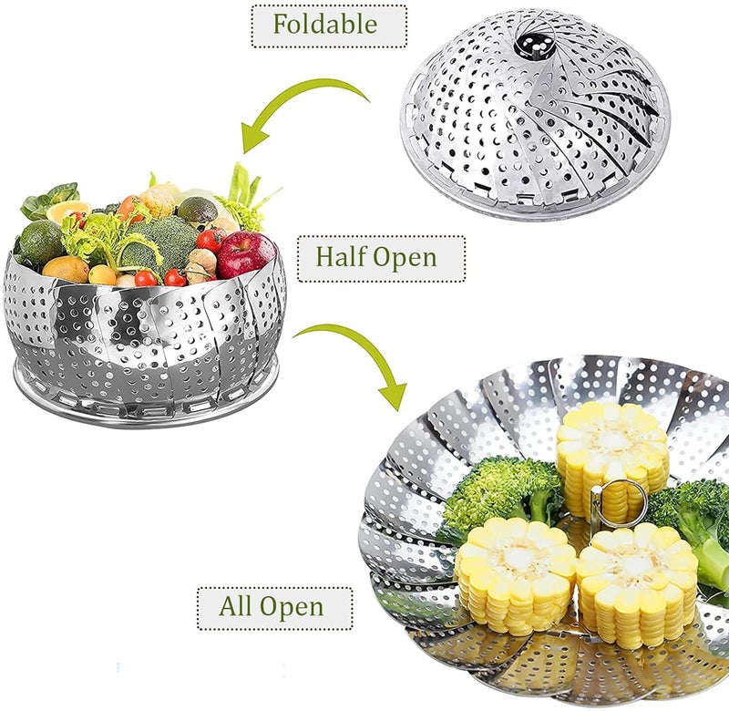 SYGA Stainless Steel Vegetable Steamer Basket/Insert for Pots, Pans, Crock Pots & More. 6.3" to 10.3" - Image 3