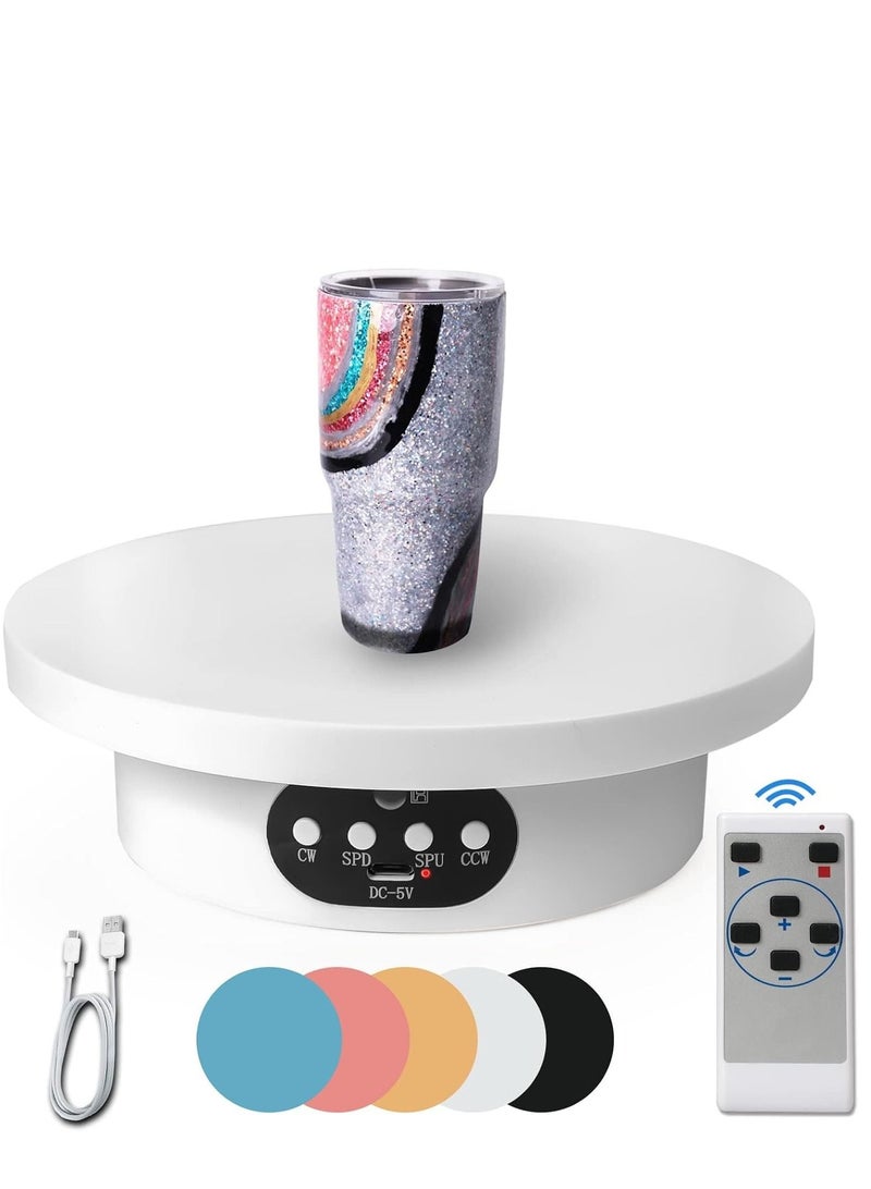 Y&D Remote Control Motorized Rotating Display Stand for Epoxy Glitter Tumbler, Cup Turner, 360 Electric Turntable Photography Crafts Jewelry Display, Lazy Susan - Image 1