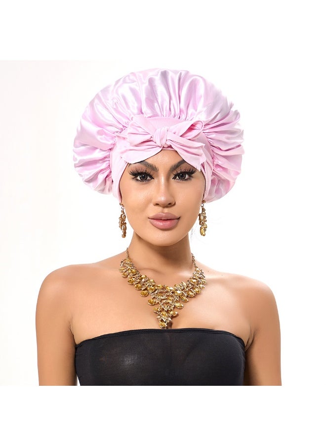 NIBEMINENT Silk-like Headscarf with Bow - Wide Brim Nursing Cap for Women, Sleep Hat for Hair Care  - Image 2
