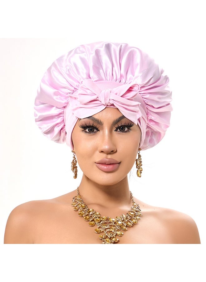 NIBEMINENT Silk-like Headscarf with Bow - Wide Brim Nursing Cap for Women, Sleep Hat for Hair Care  - Image 1