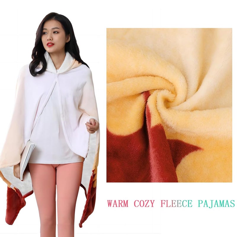 Juejuezi Hooded Wearable Blanket Hoodie Throw Blanket Cloak Cosplay Costume Shawl Wrap Nap Quilt 160x100 cm/63x40in(White,One Size) - Image 3
