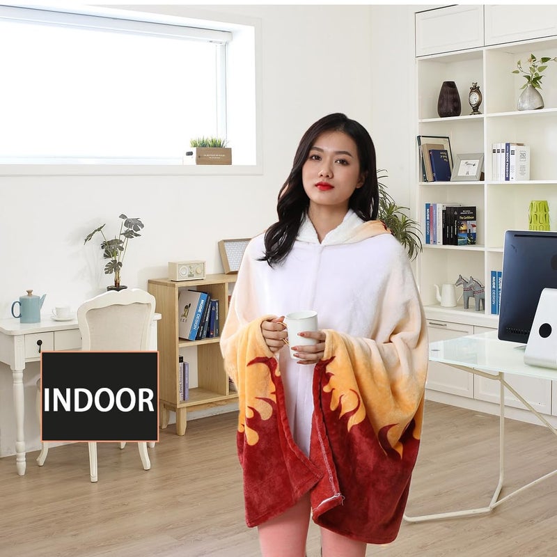 Juejuezi Hooded Wearable Blanket Hoodie Throw Blanket Cloak Cosplay Costume Shawl Wrap Nap Quilt 160x100 cm/63x40in(White,One Size) - Image 4