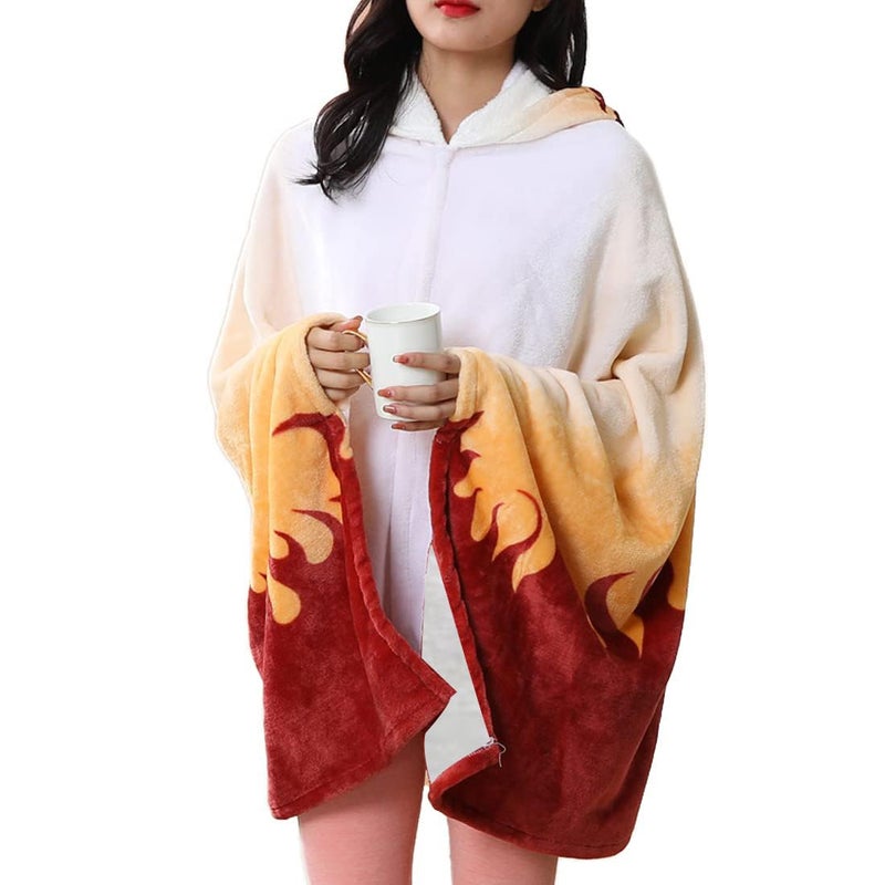 Juejuezi Hooded Wearable Blanket Hoodie Throw Blanket Cloak Cosplay Costume Shawl Wrap Nap Quilt 160x100 cm/63x40in(White,One Size) - Image 1