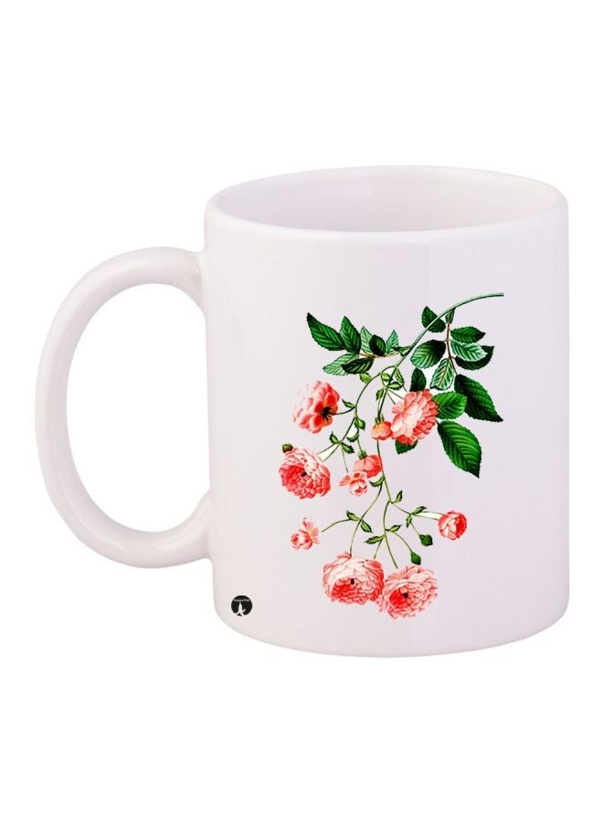 RYN Floral Printed Coffee Mug White/Pink/Green 11ounce