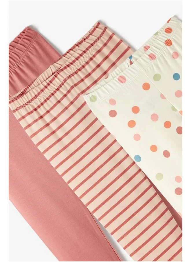JUNE June Girls 3-Pack Tight Ecru - Rose - Salmon