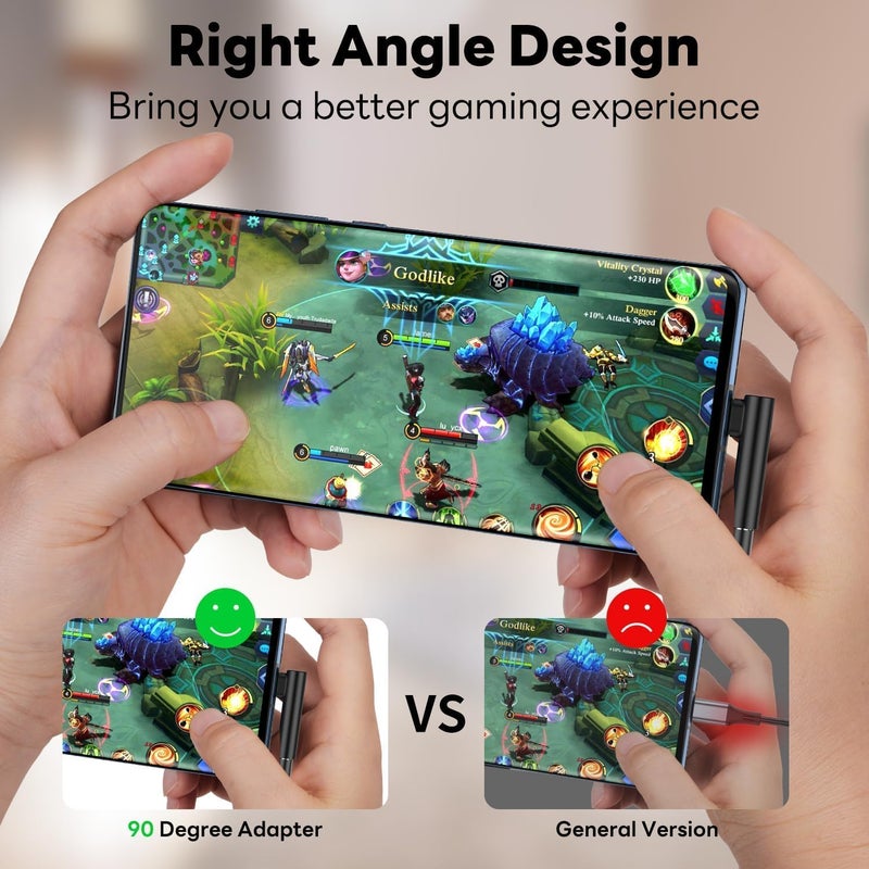 REDTECH One Plus Original C to 3.5mm Audio Adapter 2 Pcs | Type-C to AUX Headphone Jack Dongle with DAC Chip | Right Angle Connector | Compatible with Mi, iqoo, Vivo, iPad Pro | Black - Image 3