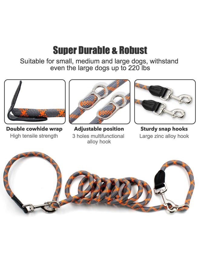 Gihunk Hands Free Dog Leash(8.5ft), 8 in 1 Multifunction Nylon Double Leash for Dogs,1.2cm Dog Training Leash with Reflective Stitching, Adjustable Waist Dog Leash Fits all Waist for Medium Large Dogs-Orange - Image 5
