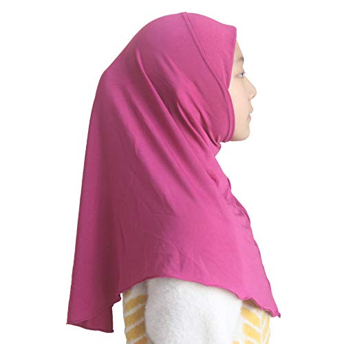 Modest Beauty Girls Hijab Muslim Kids Scarf Headwear Solid Color for 7-12 Years Ready to Wear - Image 2