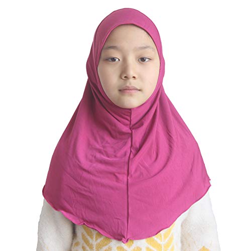 Modest Beauty Girls Hijab Muslim Kids Scarf Headwear Solid Color for 7-12 Years Ready to Wear - Image 1