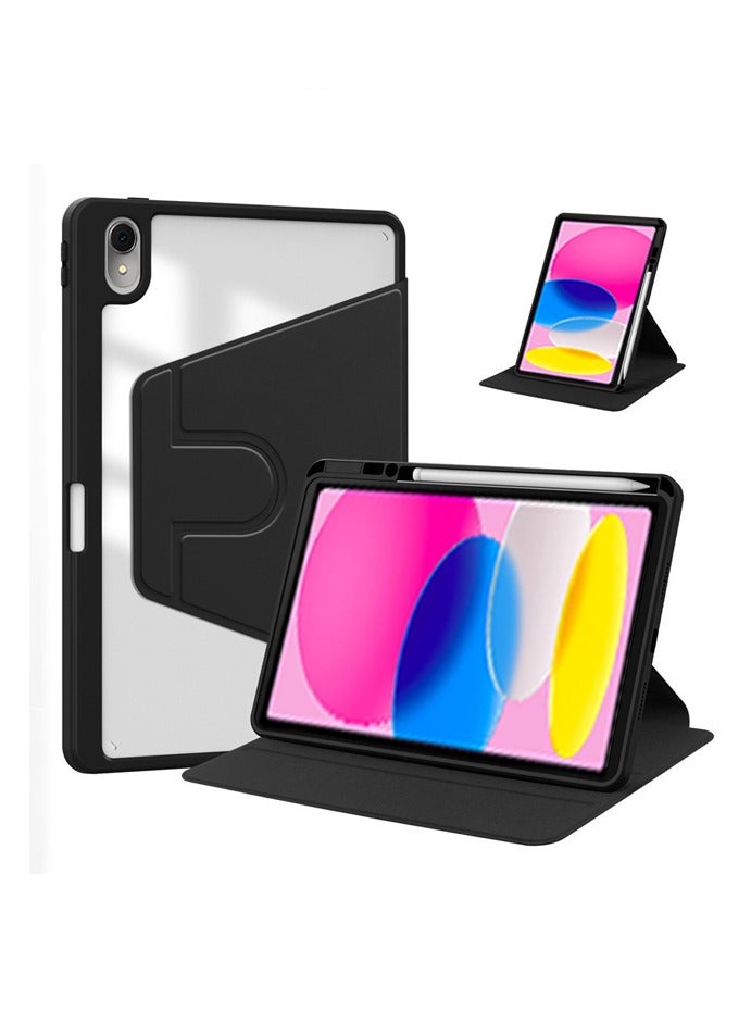 for iPad 2025 (11th) 11 inch / 2022 (10th) 10.9 inch Case Cover, Tablet Protective Case  , Acrylic 360 ° Rotating Design, Automatic Wake-up/sleep, Soft Leather, Black - Image 1
