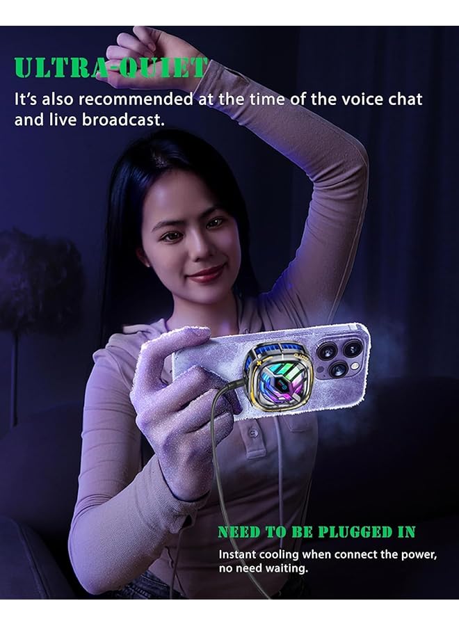 LINJIE Phone Cooler，Magnetic Cell Phone Cooler Rgb Phone Cooling Fan Portable Lightweight Mobile Phone Cooling Fan With Temperature Display，Game Artifacts Suitable For Ios/Android Pubg、Live Vlog - Image 4