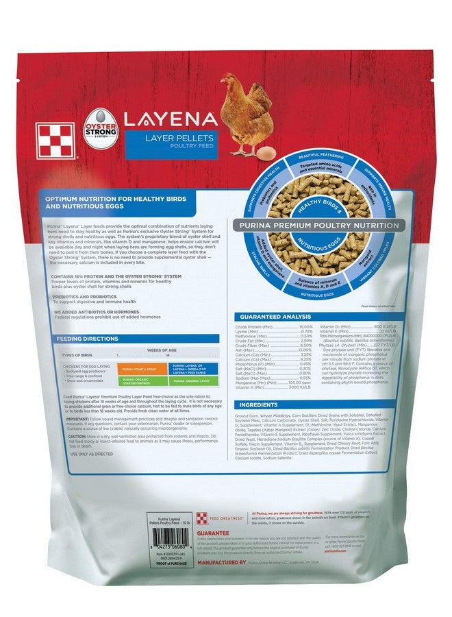 PURINA Purina Layena | Nutritionally Complete Layer Hen Feed Pellets | 10 Pound (10 lb) Bag - Image 2