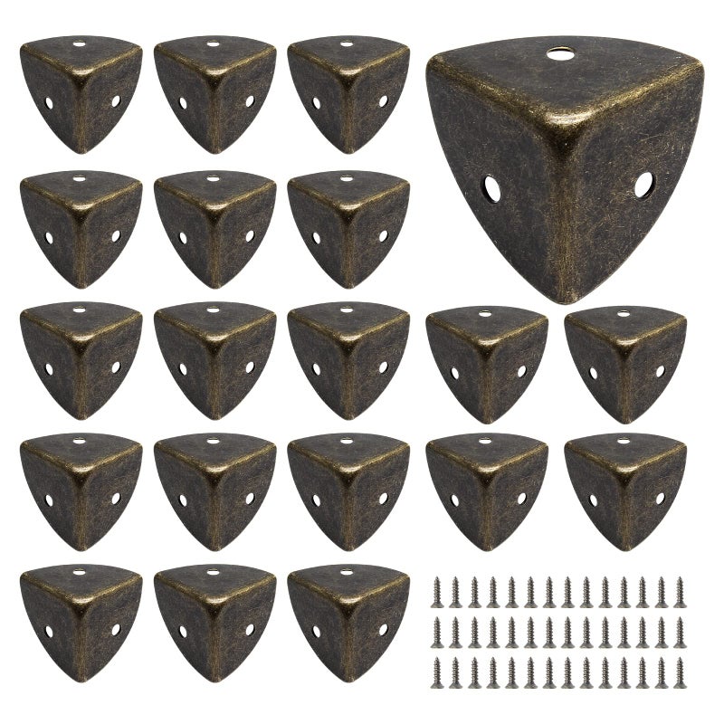 BokWin 20 Pcs Metal Corner Protectors 25mm1 Inch Bronze Decorative Corner Covers Small Edge Corner Guard for Gift Jewelry Wood Box Table Cabinet