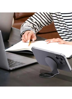 Magsafe Magnetic phone stand, laptop or desktop monitor side mounted phone stand, ultra-thin portable foldable smartphone stand, computer monitor expansion stand  - Image 4