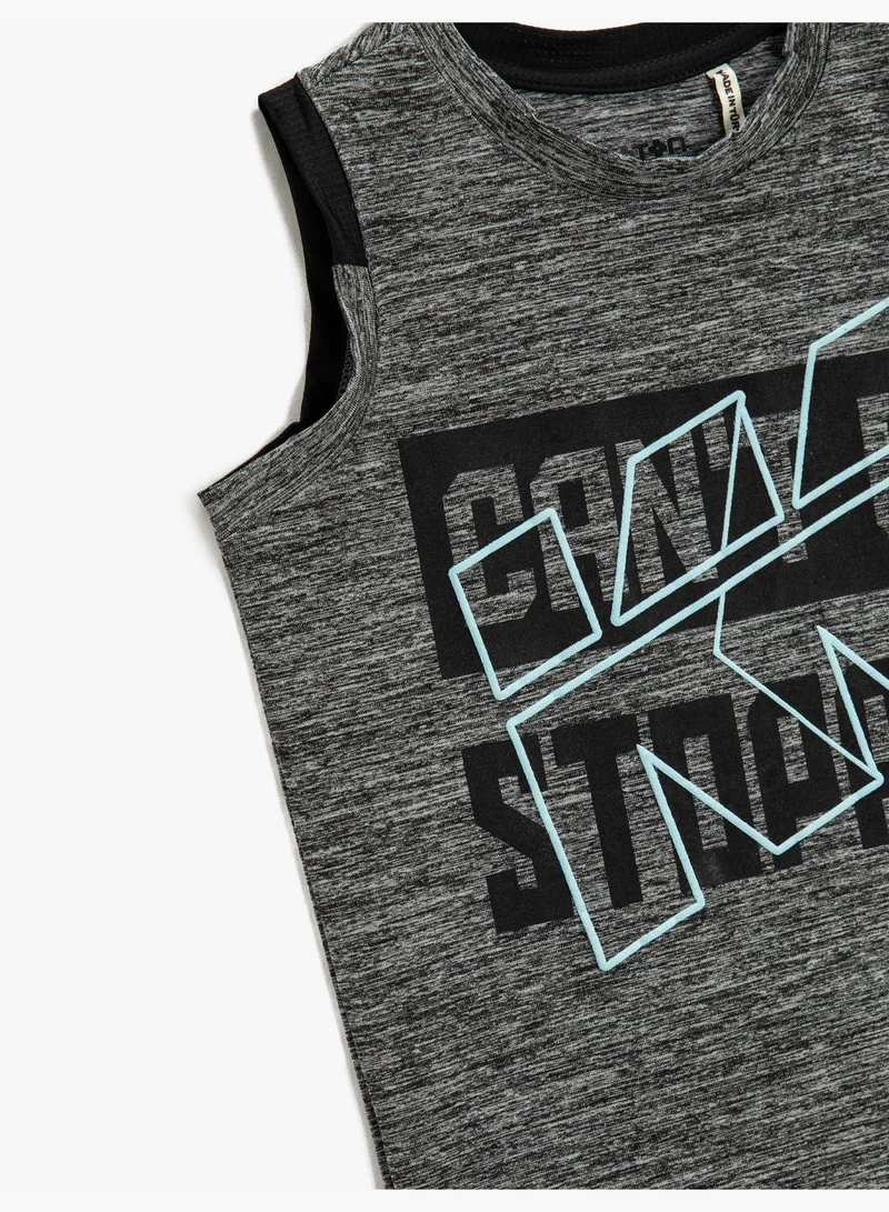 KOTON Printed Tank Top Crew Neck