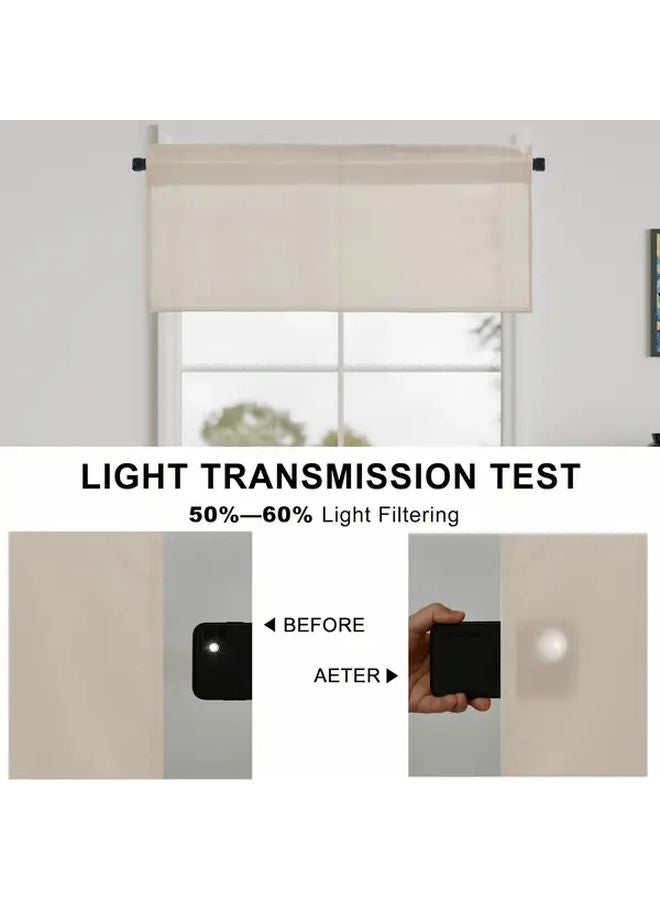 Beige Polyester Sheer Curtain 42W x 24L Rustic Polka Dot Light Filtering Rod Pocket - Image 5