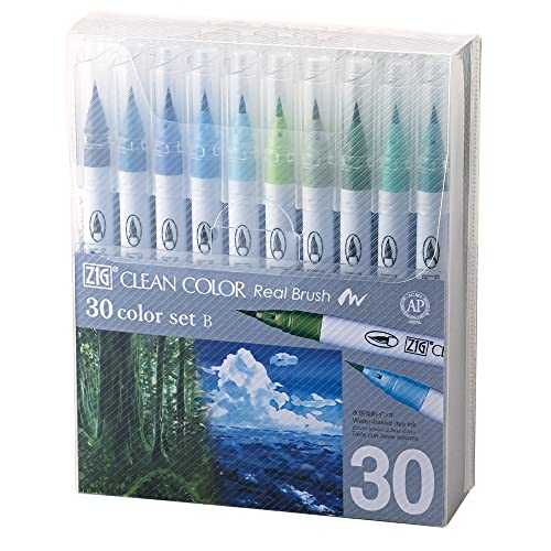 Kuretake ZIG Clean Color Real Brush, NEW 30 colors set B, Flexible Brush Tips, Watercolor Pens for Painting, Drawing, Calligraphy and Brush Lettering for Artists, Made in Japan - Image 4