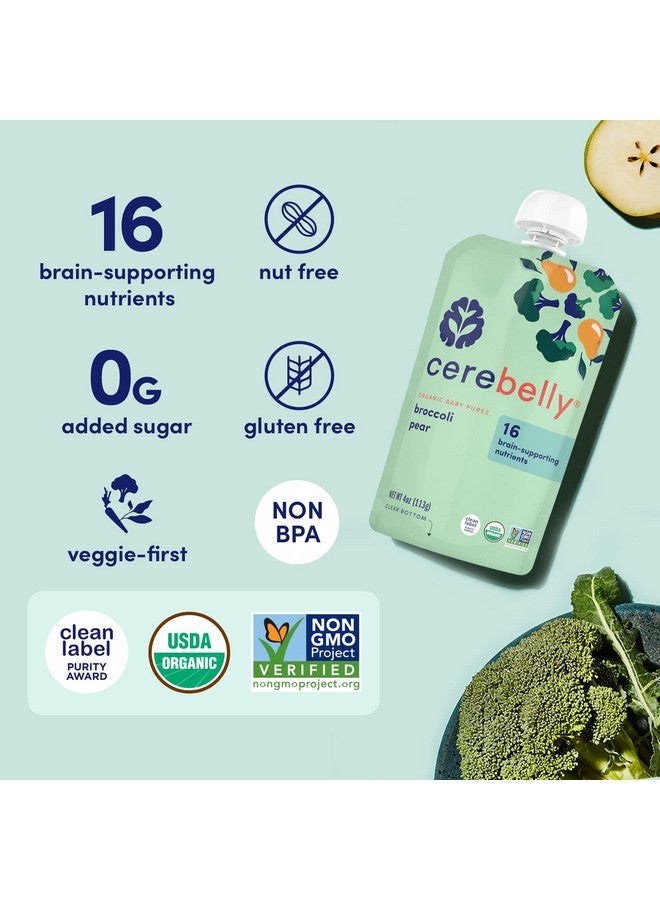 Cerebelly Baby Food Pouch â€“ Broccoli Pear, Organic Fruit & Veggie Purees, Great Snack for Toddlers, 16 Brain-supporting Nutrients from Superfoods, No Added Sugar - Image 4