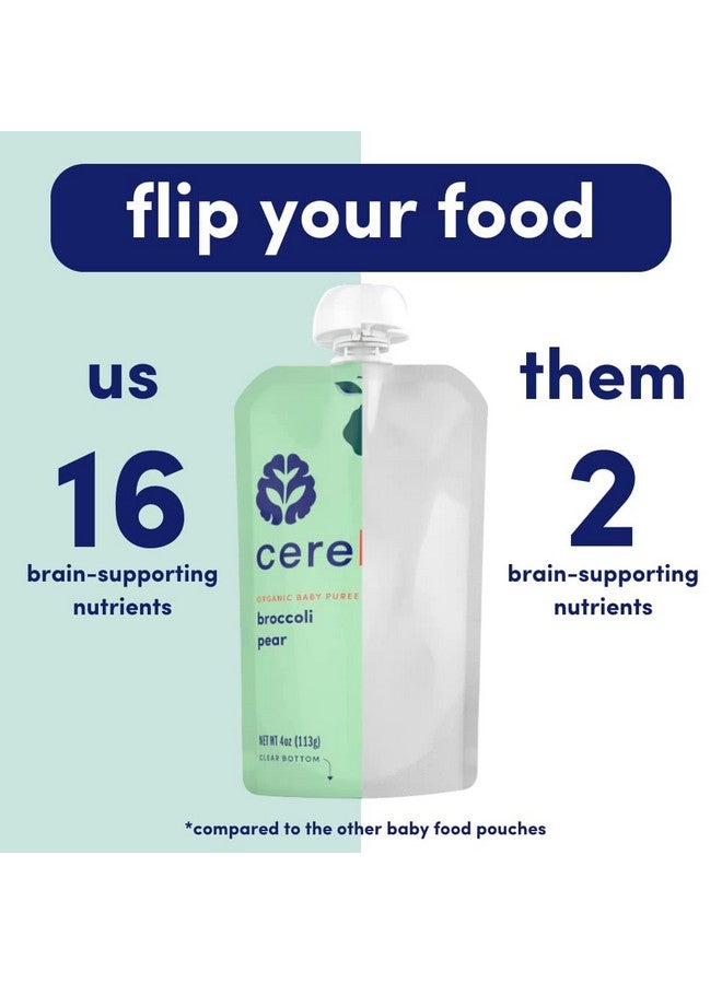 Cerebelly Baby Food Pouch â€“ Broccoli Pear, Organic Fruit & Veggie Purees, Great Snack for Toddlers, 16 Brain-supporting Nutrients from Superfoods, No Added Sugar - Image 3