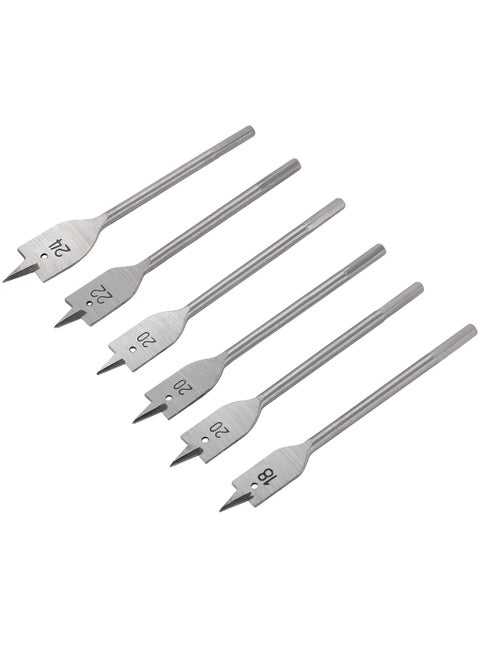 Flat Spade Bits Set / 6PC, 6-PC SET-14.0-25.0MM, High Quality Tool Steel, Polished Woodworking Hole Cutter Carpenter Tool, For Fast Drilling Applications in Wood, Plywood, Particle Board, Fiberboard.