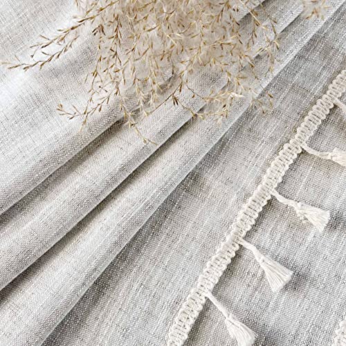 Oindec Boho Tassel Kitchen Valances for Windows Modern Farmhouse Cotton Linen Valance Curtains Topper Country Rustic Bathroom Small Window Treatment Bohemian Decor (55x15 inch, Natural) - Image 4