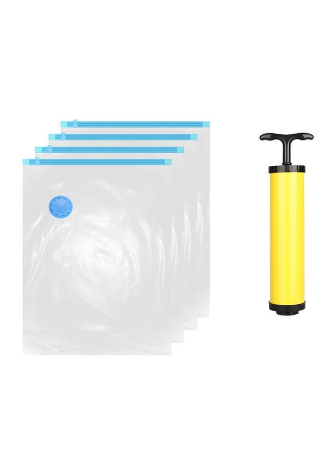 NIBEMINENT Pack Of 5 Vacuum Storage Bag With Plastic Suction Pump Set Assorted