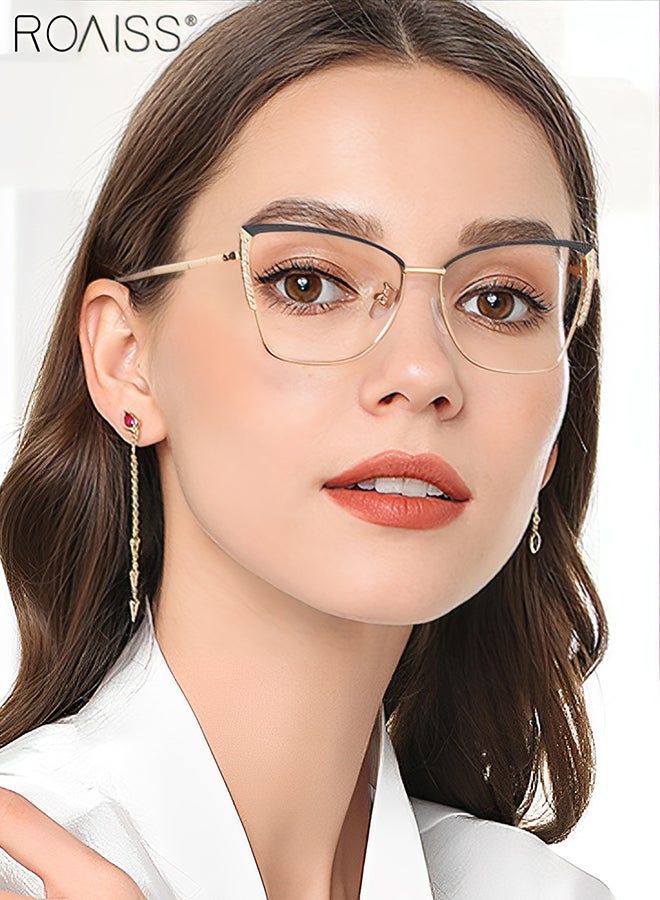 roaiss Women's Blue Light Blocking Sunglasses Anti UV and Glare Blue Light Filter Computer Glasses Cat Eye Color Changing Anti Eyestrain Headache Eyewear Black Gold  - Image 2