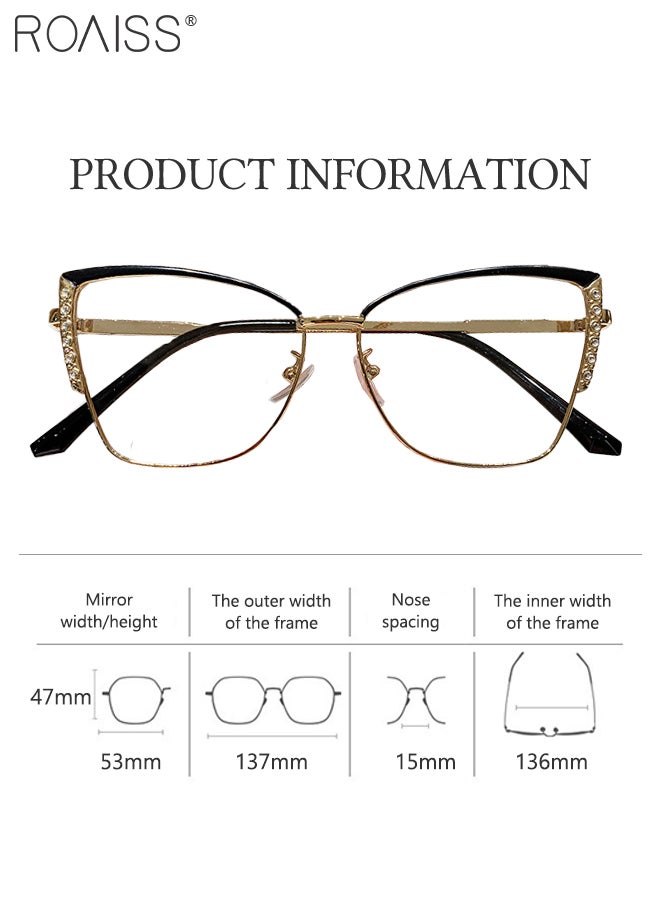 roaiss Women's Blue Light Blocking Sunglasses Anti UV and Glare Blue Light Filter Computer Glasses Cat Eye Color Changing Anti Eyestrain Headache Eyewear Black Gold  - Image 3