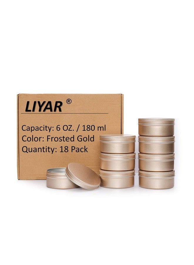 LIYAR 6 Oz Aluminum Metal Tin 18 Pack Can Tins Empty Screw Top Spice Tins Aluminum Containers with Lids(Frosted Gold) - Image 1
