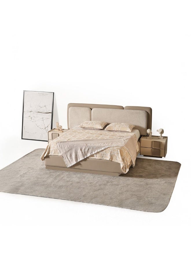 DANUBE HOME Mirante 200X200 Super King Bed With 2 Night Stand And Dresser With Mirror + Stool Bedroom Set Furniture |Double Bed Frame Furniture | Comfortable Bedset (Mattress Not Included) -Grey - Image 2