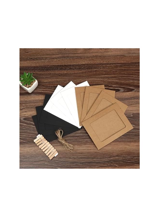 The Bros Paper Picture Frames 4x6 inch, 30Pcs Photo Hanging Display with Clips and Strings, DIY Picture Display for Party, Home, Office, Wedding - Image 4