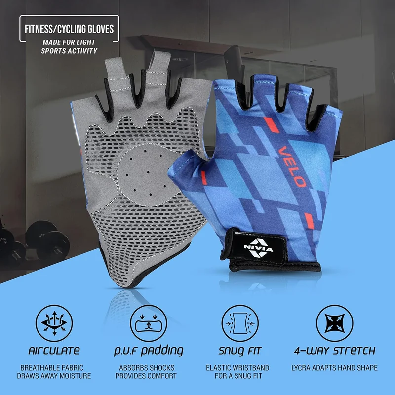نيفيا Nivia Velo Fitness Gloves - Blue