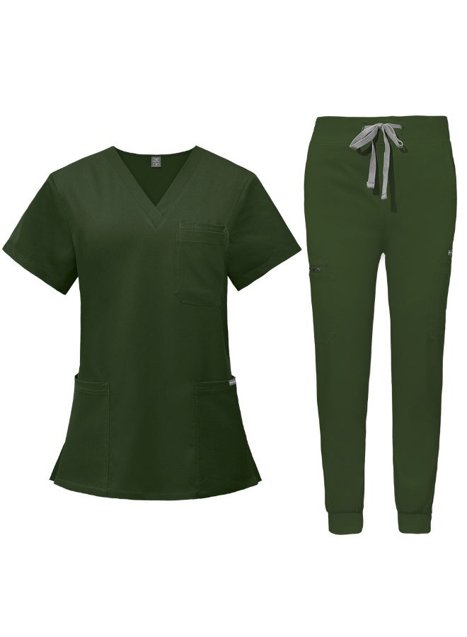 NIBEMINENT Beauty Spa Salon Clothes Doctor Nursing Uniforms Medical Scrubs Set V-neck Tops Pants Clinical Nurse Surgery Uniform - Image 1