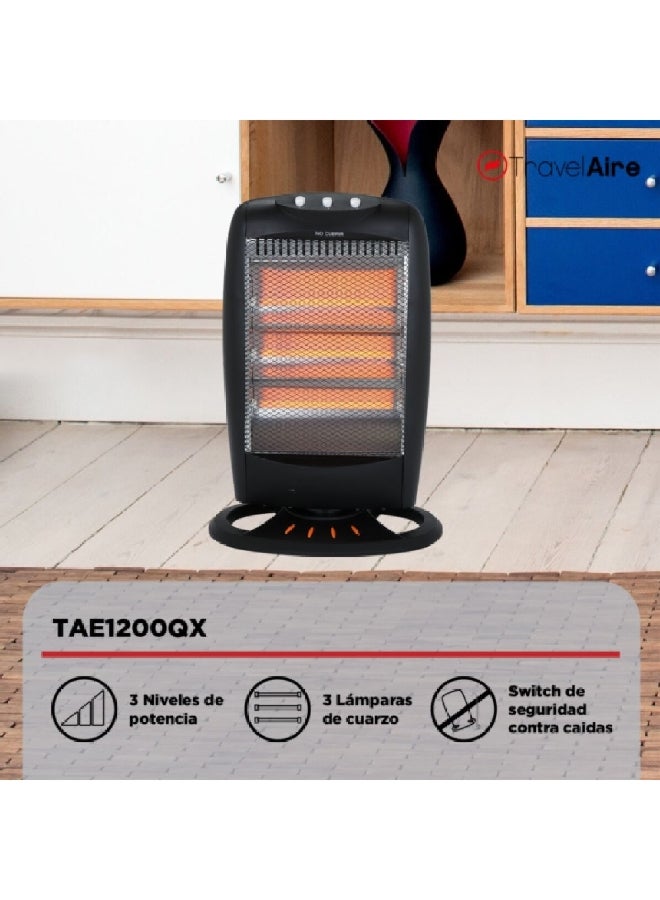 بونير 1200W 3-Lamp Travel Aire Electric Quartz Heater Black 46 x 21.6 x 32 cm TAE1200QX - Image 5