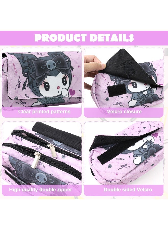 HANNEA® Pencil Case Large Capacity Students pencil pouch Double LayerPencil Bag Pen Case Cute Oxford Cloth Pencil Case Stationeries Holder Organizer for Gift School Office Supplies, Purple - Image 5