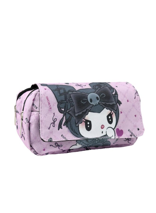 HANNEA® Pencil Case Large Capacity Students pencil pouch Double LayerPencil Bag Pen Case Cute Oxford Cloth Pencil Case Stationeries Holder Organizer for Gift School Office Supplies, Purple - Image 1
